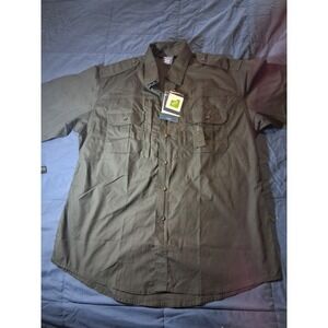 Propper® Men's Tactical Dress Shirt,‎ Short Sleeve, Ripstop Work Uniform Black L